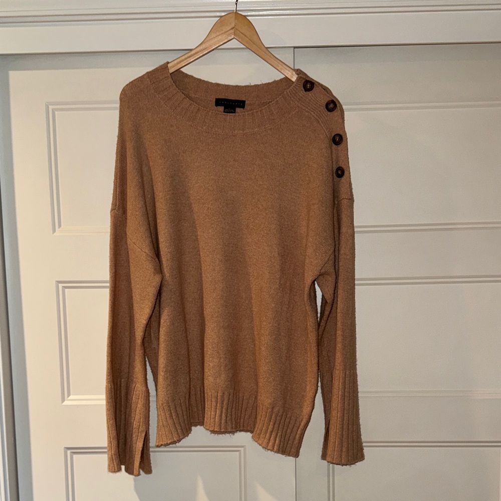 Sanctuary Cozy Tan Button-Shoulder Sweater